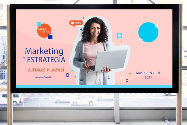 Cartelería digital en la que se muestra contenido educacional