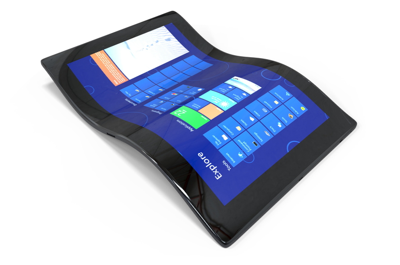 pantalla-flexible Pantalla flexible de una tablet en la que se muestra información.